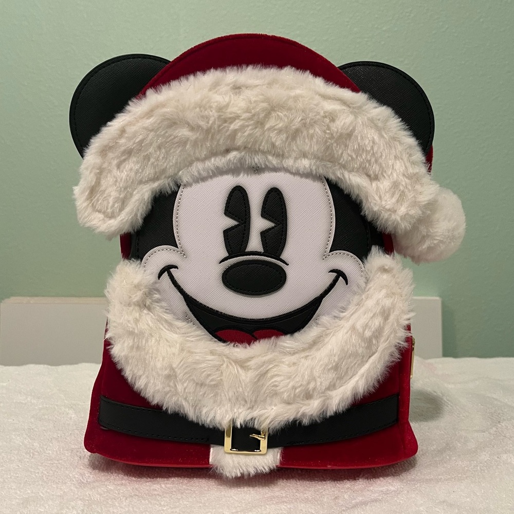 Santa Mickey Loungefly Mini Backpack Disney Christmas Mickey Mouse bag